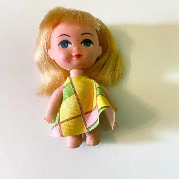Vintage Liddle Kiddle Clone Doll  Marked K H Blonde Hair 3 Inch Tall - Picture 1 of 11